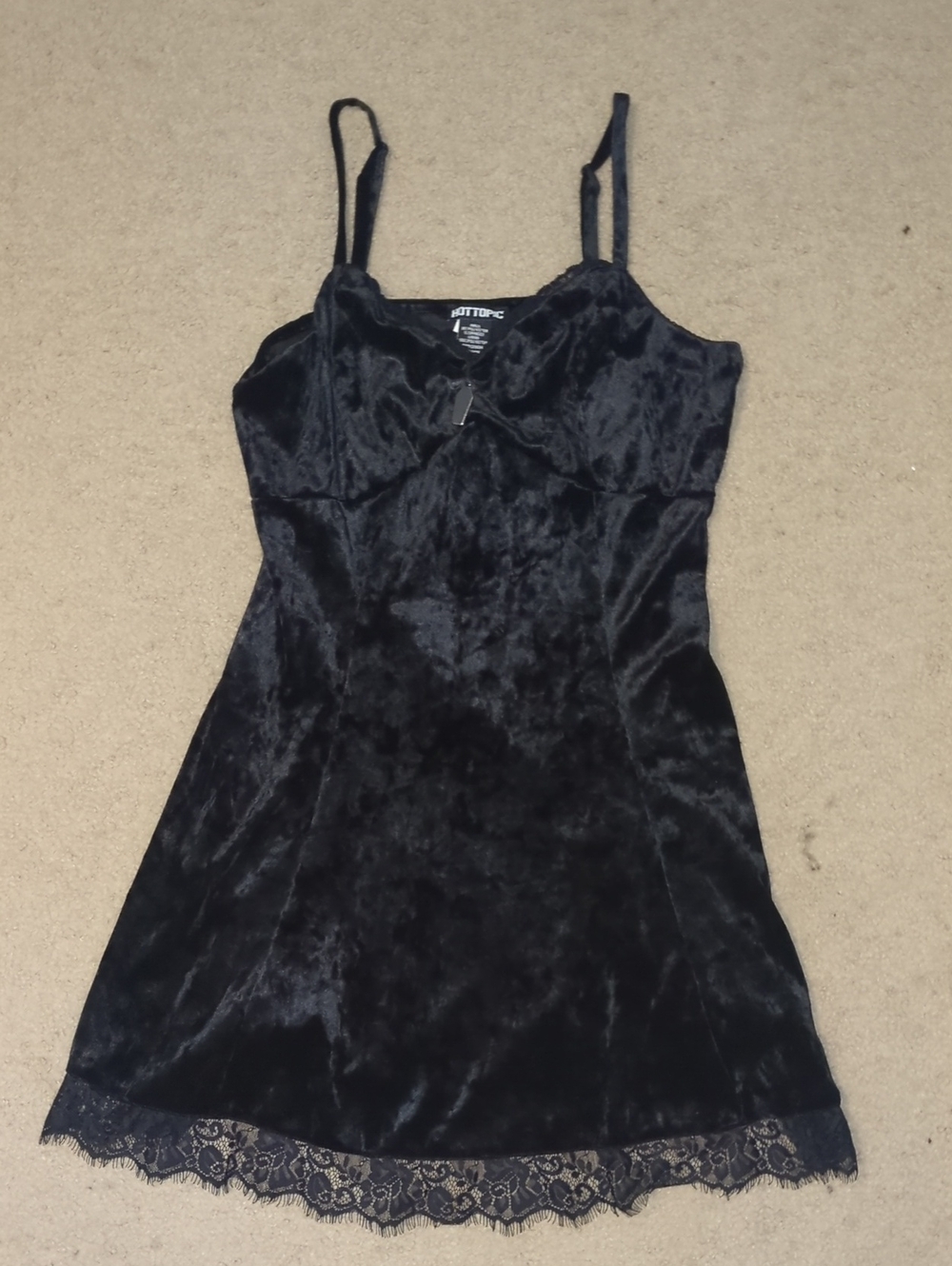 Motel Rocks Black Velvet Lace Trim Slip Top